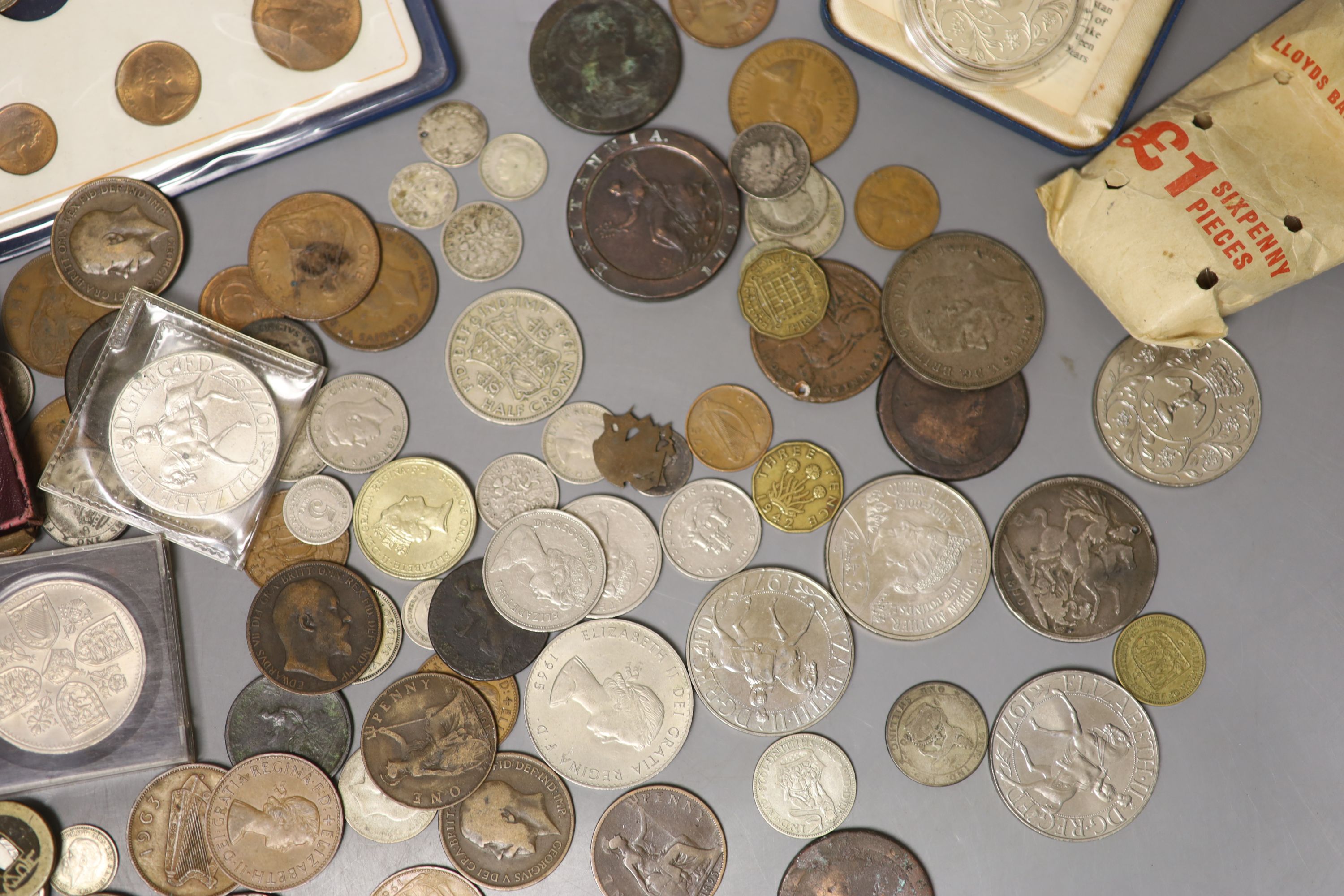 A quantity of silver proof crown and minor coins.